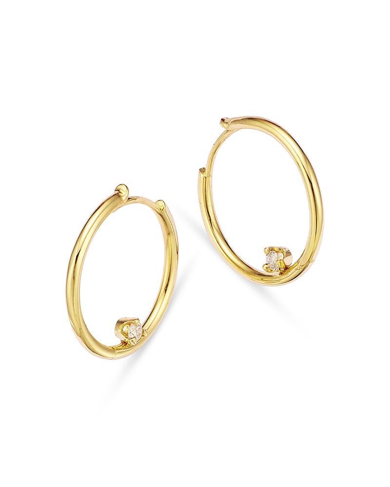 Zoe Chicco 14K Yellow Gold Prong Diamond Hoop Earrings Product Image