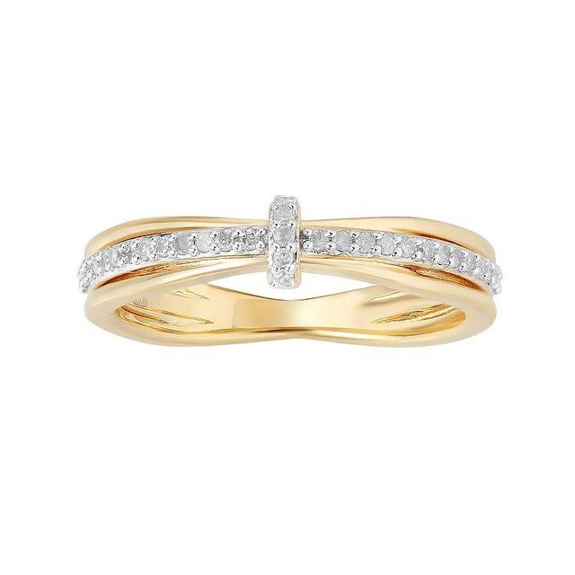 14k Gold Over Silver 1/6 Carat T.W. Diamond Cross Ring, Womens Gold Tone Product Image