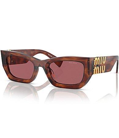 Miu Miu Womens MU 09WS53-X 53mm Striped Rectangle Sunglasses - Striped Tobacco/Dark Violet Product Image