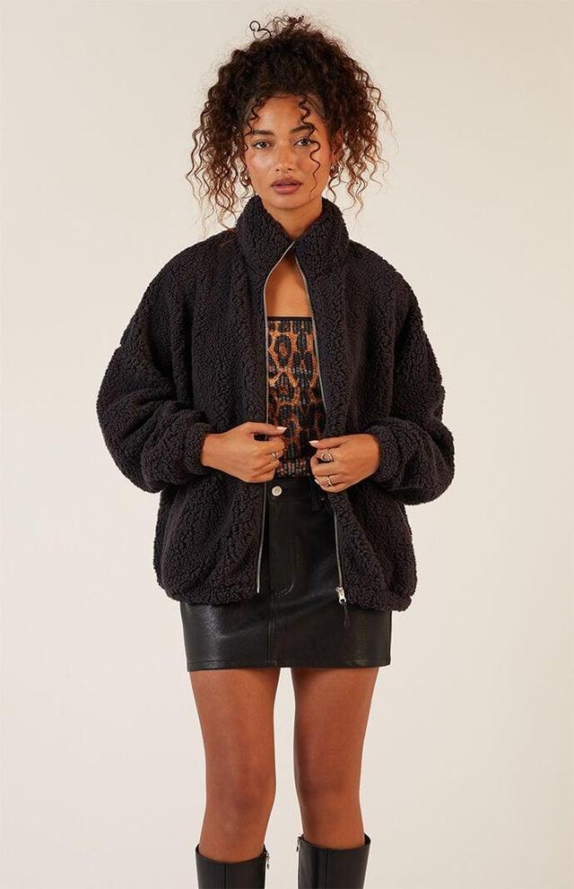 Women's Sherpa Cropped Zip Up Jacket Product Image