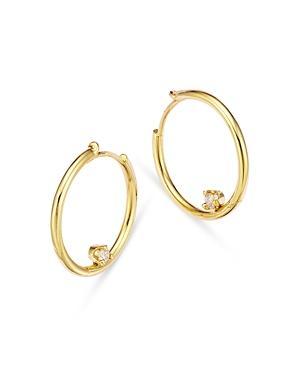 Zoe Chicco 14K Yellow Gold Prong Diamond Hoop Earrings Product Image