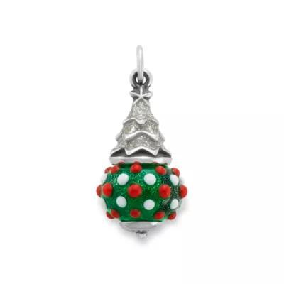 Enamel Glitter Christmas Tree Art Glass Charm Product Image