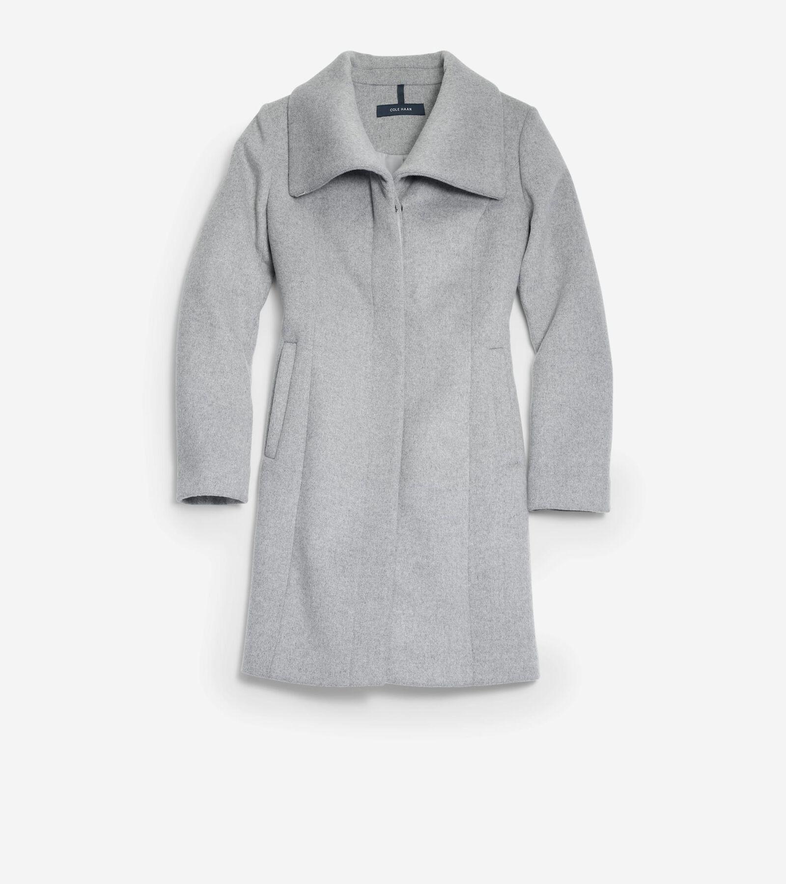 Cole Haan Double Face Wool Button-Up Coat with Convertible Collar Women's Coat Product Image