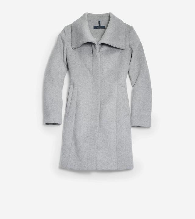 Cole Haan Womens Convertible Collar Button Up Coat - Grey Size 4 Product Image