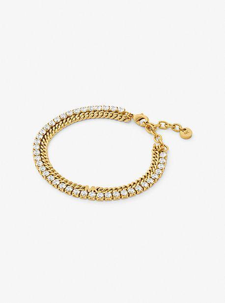 Precious Metal-Plated Brass Double Chain Tennis Bracelet Product Image