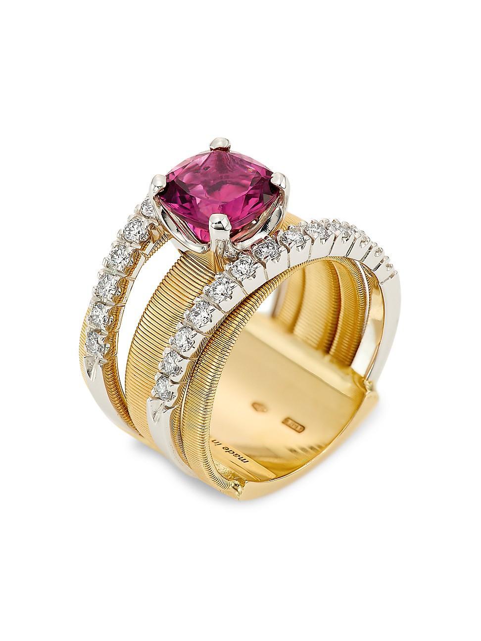 Womens Masai Two-Tone 18K Gold, 0.78 TCW Diamond & Pink Tourmaline Cocktail Ring Product Image