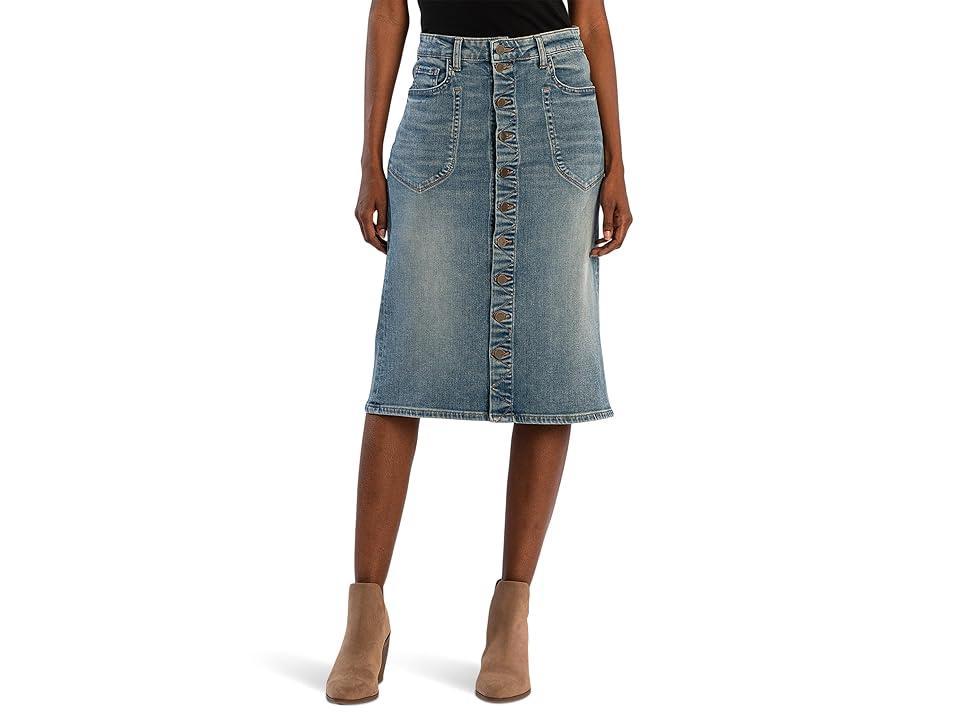 KUT from the Kloth Rose Skirt Button Front Portchop Pocket (Majestic) Women's Skirt Product Image