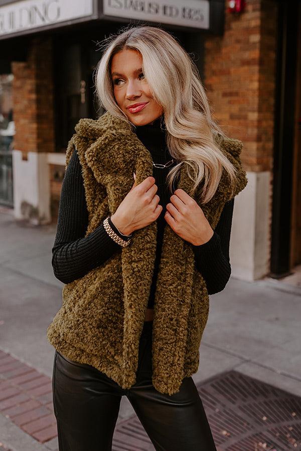 Snuggle Weather Sherpa Vest In Martini Olive Product Image