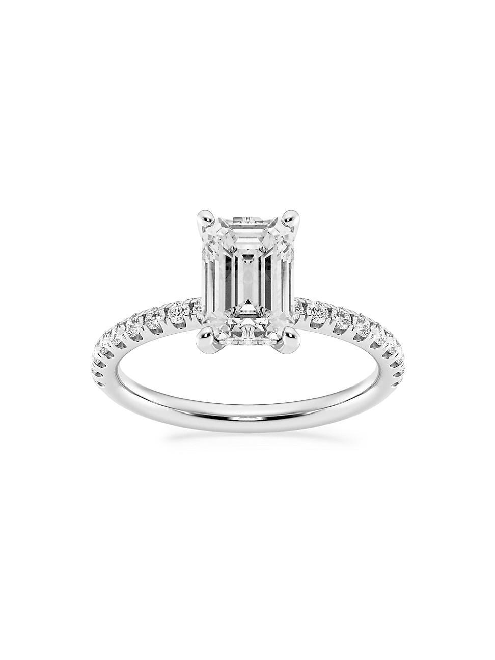 Womens 14K White Gold & Emerald-Cut Lab-Grown Diamond Hidden Halo Ring/0.80-3.41 TCW Product Image