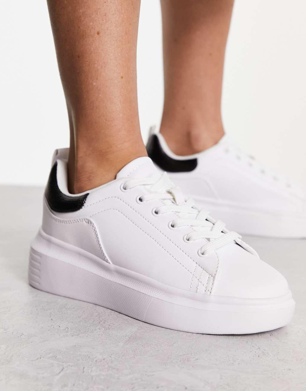 Truffle Collection chunky sneakers in white with black back tab Product Image