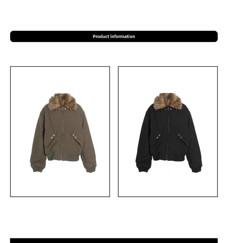 Faux Fur Collar Zip Puffer Jacket product image