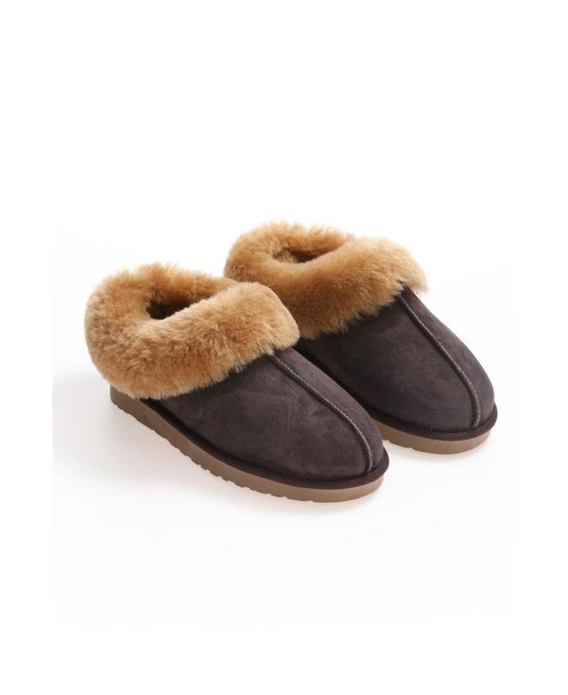 Furniq Uk Womens Sheepskin Slippers Suede with Ginger Wool Product Image