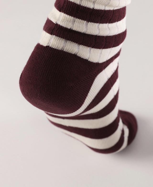 Retro Striped Cotton Socks - Red/White Product Image