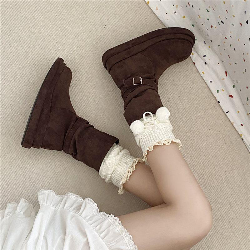 Buckled Platform Short Boots Product Image