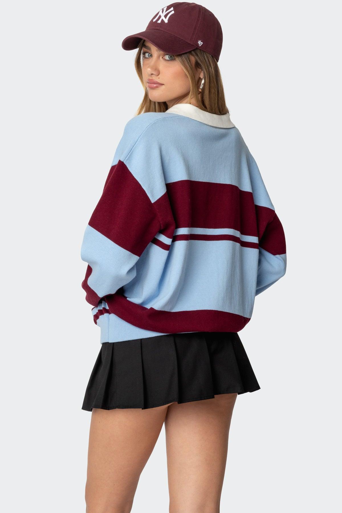 Kian Striped Polo Sweater Product Image