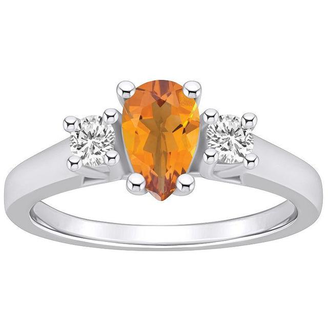 Alyson Layne 14k White Gold Pear Cut Citine & 1/4 Carat T.W. Diamond Ring, Womens Orange Product Image