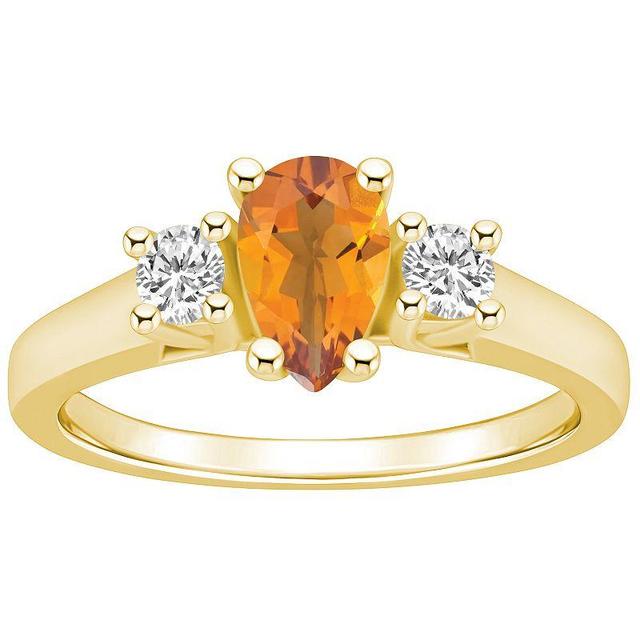 Alyson Layne 14k Gold Pear Cut Citine & 1/4 Carat T.W. Diamond Ring, Womens Orange Product Image