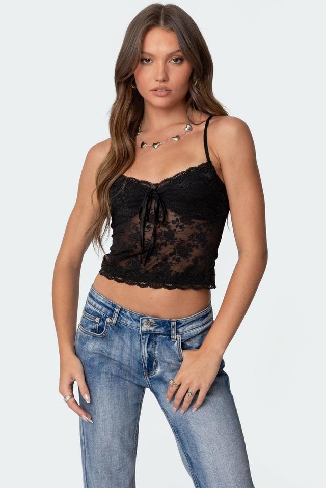 Cami Sheer Lace Tank Top Product Image