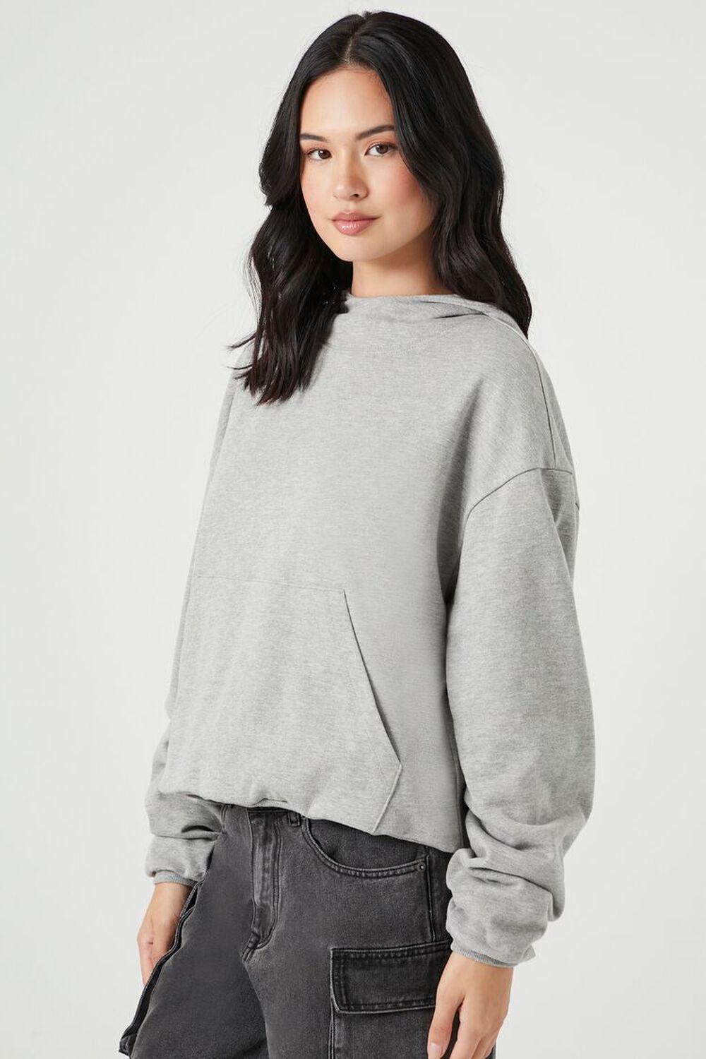 French Terry Drop-Sleeve Hoodie | Forever 21 Product Image