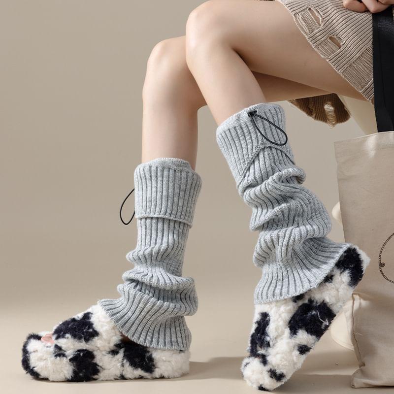 Drawstring Ribbed Knit Leg Warmers Product Image