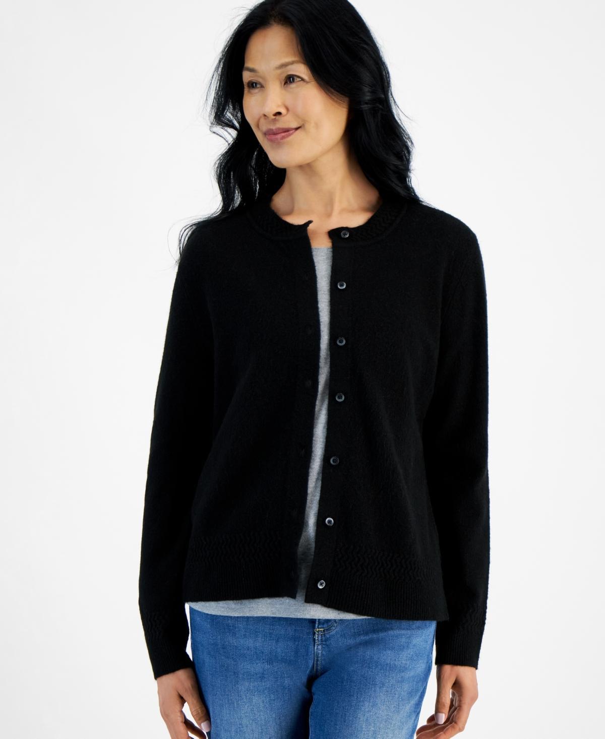 Style & Co Womens Crewneck Button-Front Cozy Cardigan, Created for Macys Product Image