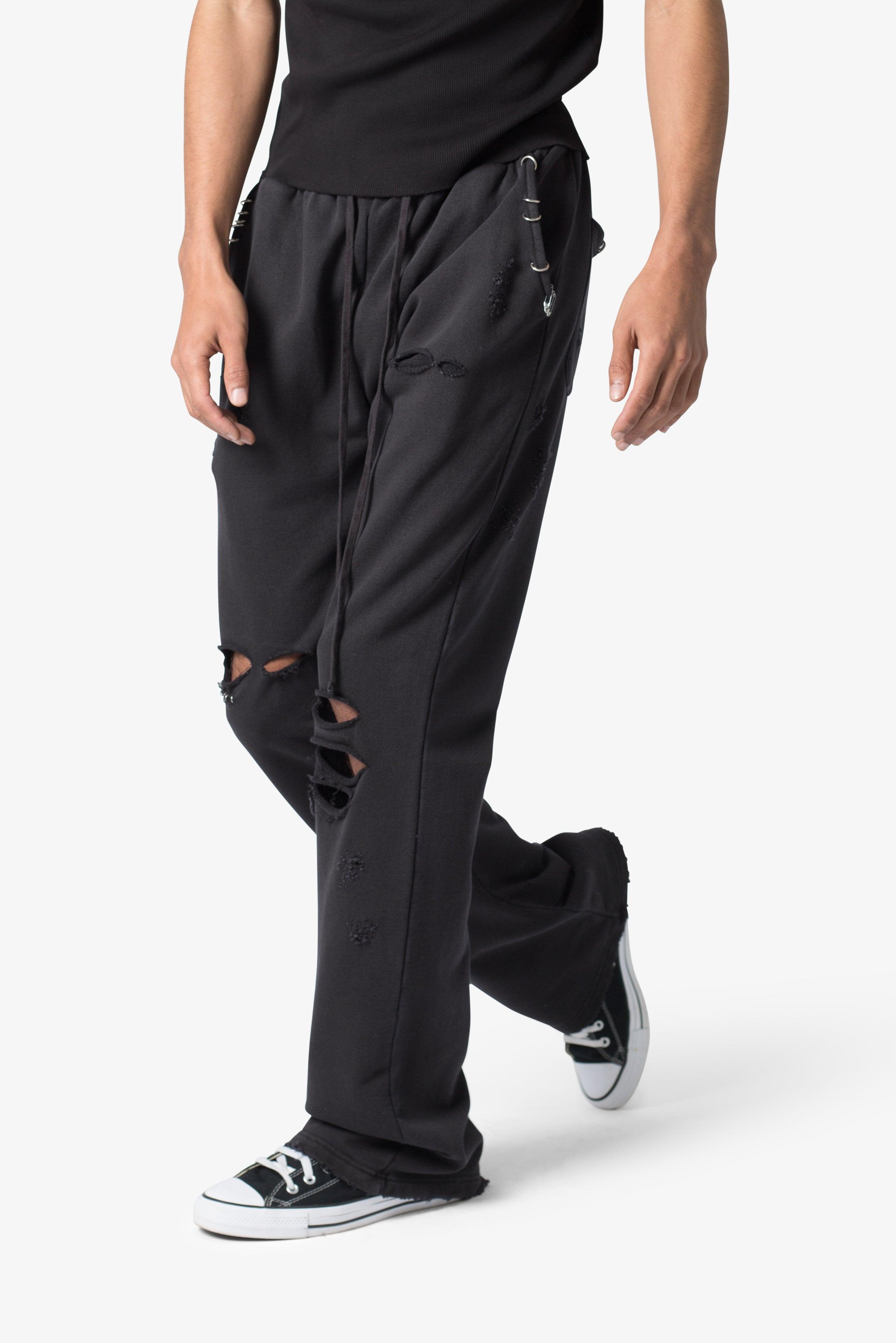 Metal Ring Flared Sweatpants - Black Product Image