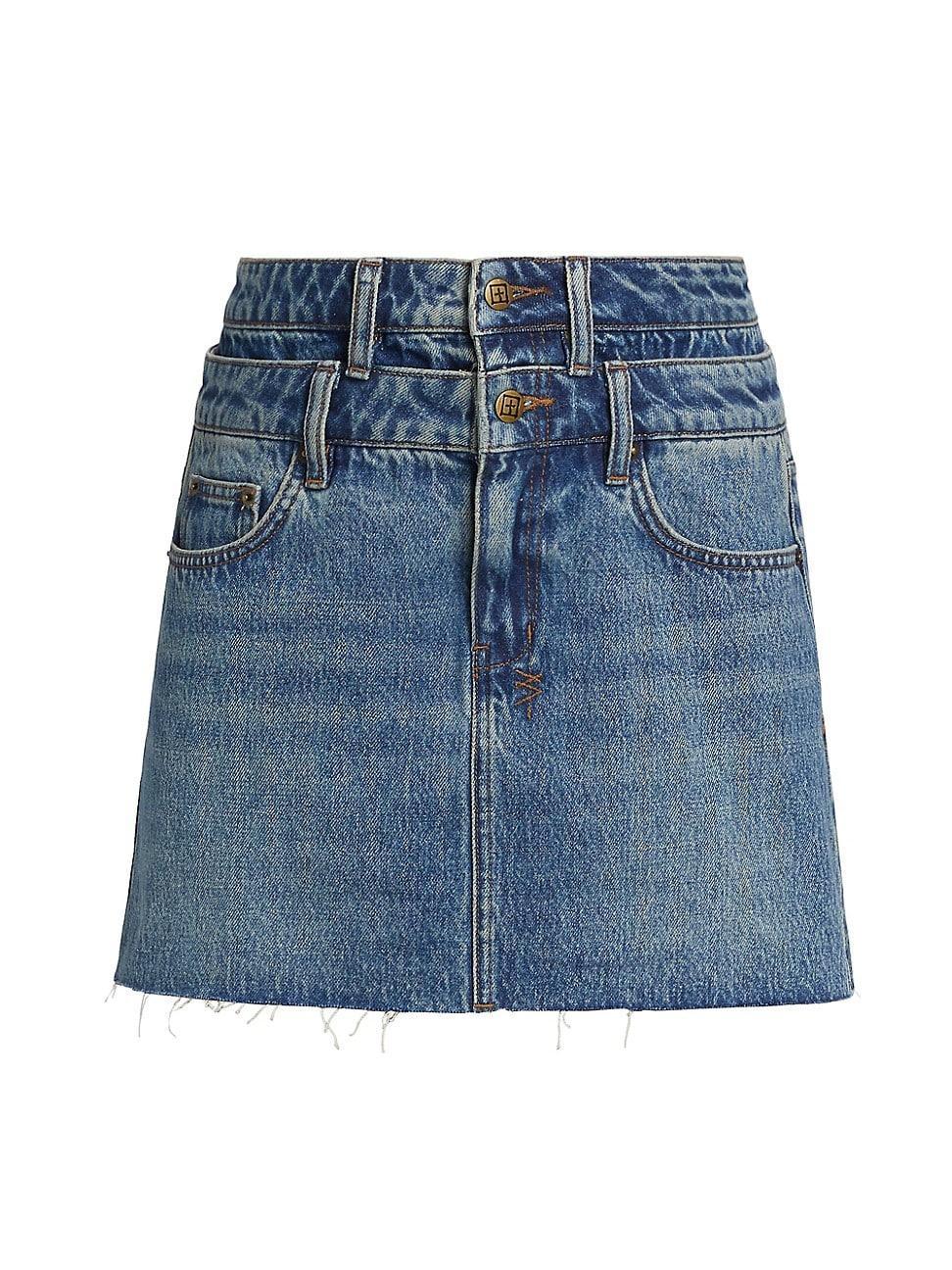 Womens Model Rework Denim Miniskirt Product Image