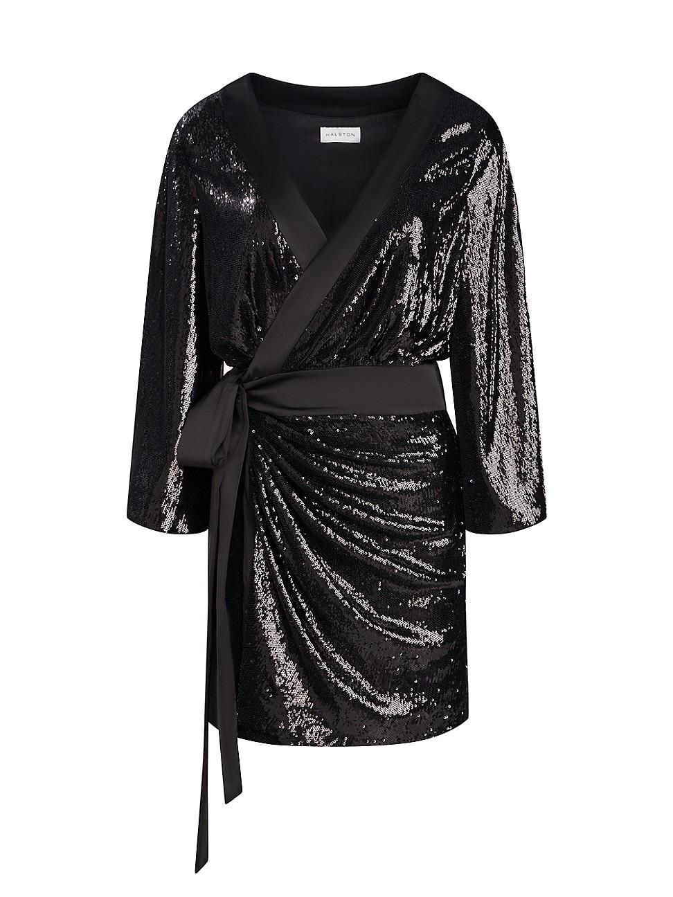 Womens Saga Sequin Wrap Minidress Product Image