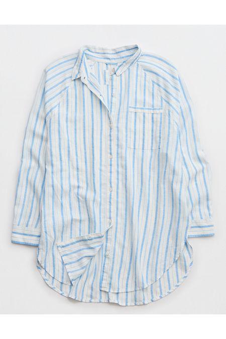 Aerie Pool-To-Party Linen Blend Cover Up Shirt Women's Product Image