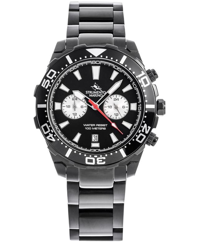 Strumento Marino Mens Dual Time Zone Skipper Black Pvd Stainless Steel Bracelet Watch 44mm, Created for Macys - Black Pvd  Black Dial Product Image