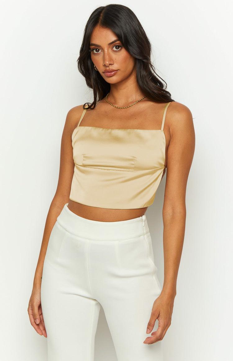 Samantha Backless Yellow Crop Top Product Image