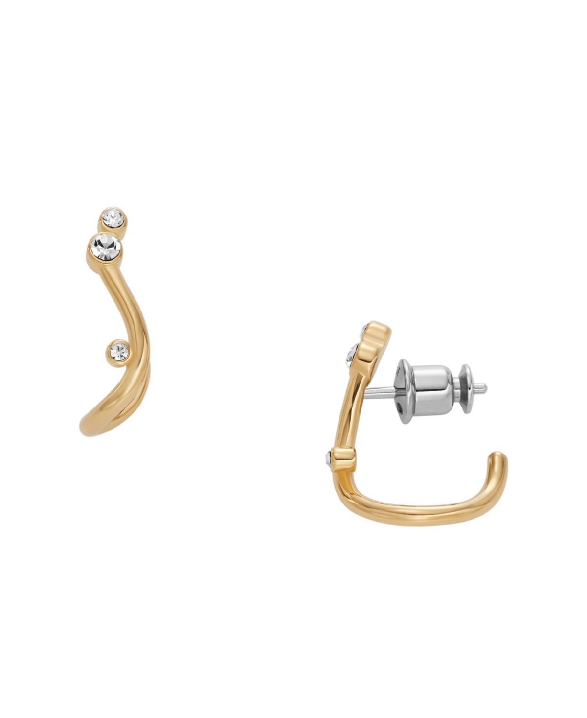 Skagen Womens Glitz Wave Gold-Tone Stainless Steel Hoop Earrings Product Image