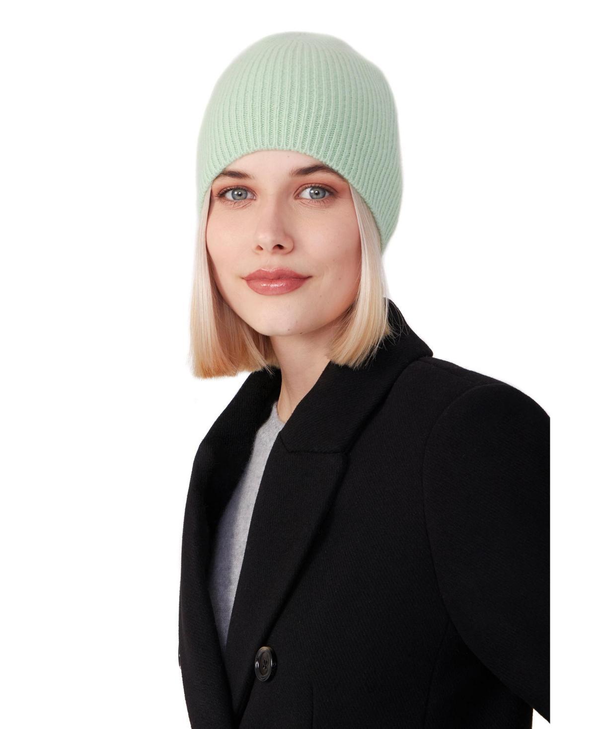 Style Republic Womens 100% Pure Cashmere Fully Ribbed Beanie Product Image