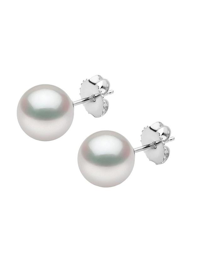 Womens 14K White Gold & 10-11MM White South Sea Pearl Stud Earrings Product Image