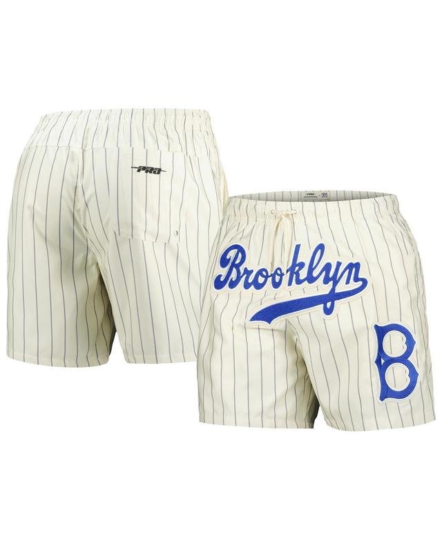 Pro Standard Mens Cream Brooklyn Dodgers Cooperstown Collection Pinstripe Retro Classic Woven Shorts Product Image