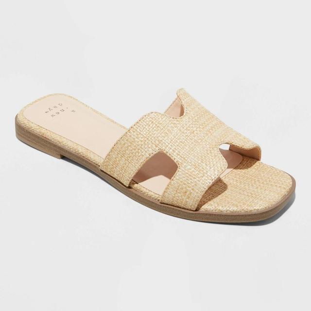 Womens Nina Slide Sandals - A New Day Beige 7 Product Image