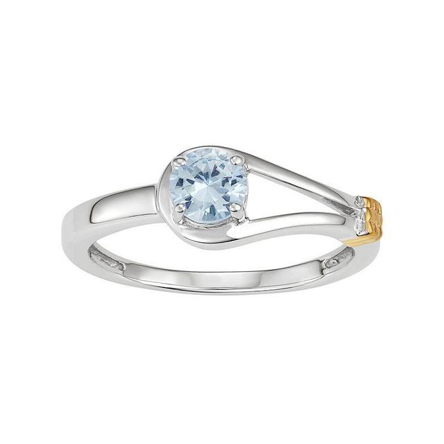 Jewelexcess Two Tone Sterling Silver Lab-Created Aquamarine Ring, Womens Blue Product Image