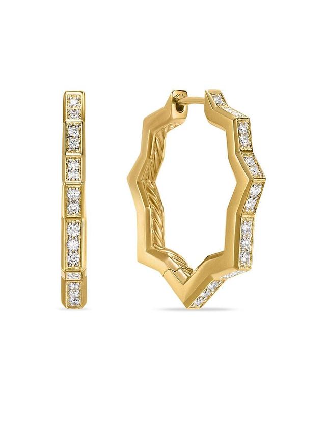 Womens Zig Zag Stax Hoop Earrings in 18K Yellow Gold with Diamonds, 22.8MM Product Image