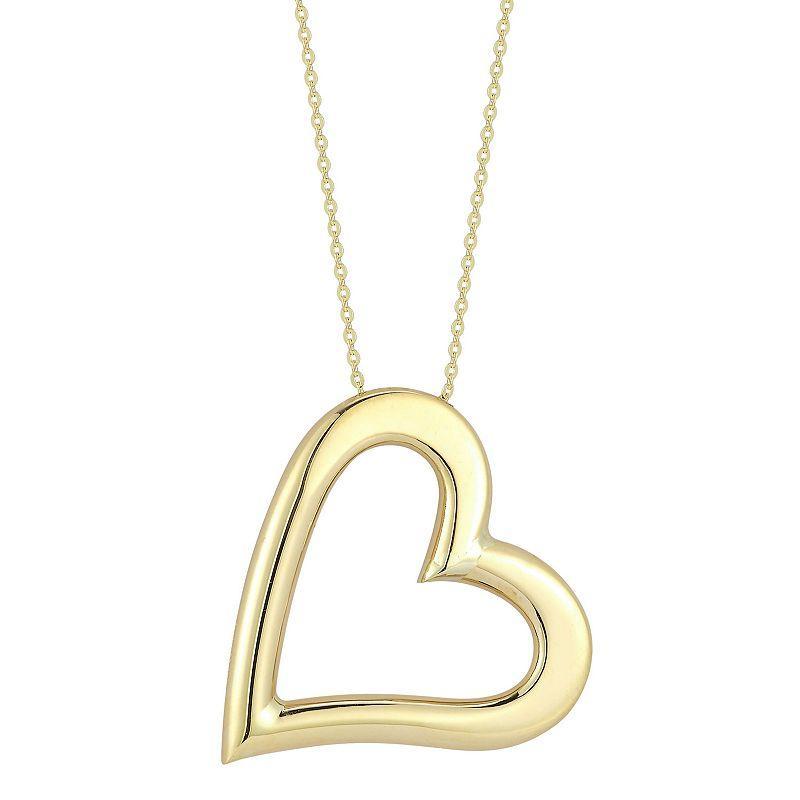 LUMINOR GOLD 14k Gold Heart Pendant Necklace, Womens Yellow Product Image