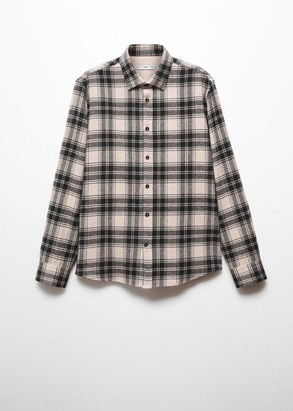 MANGO MAN - Regular fit checked flannel shirt whiteMen Product Image