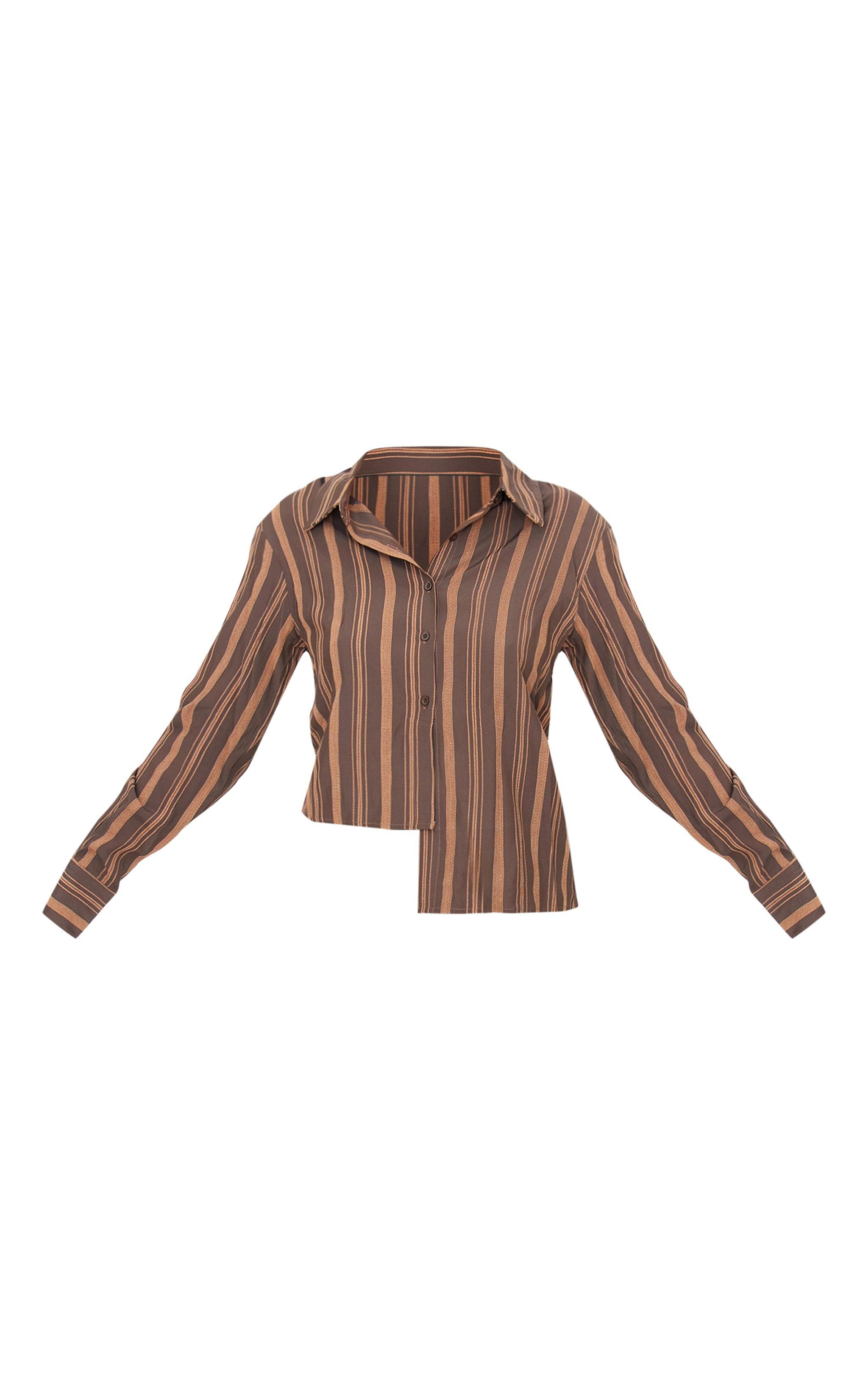 Brown Asymmetric Striped Shirt Product Image