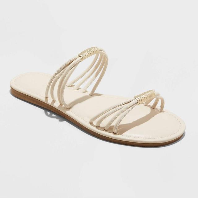 Womens Aura Two Band Slide Sandals - Universal Thread Cream 7 Product Image