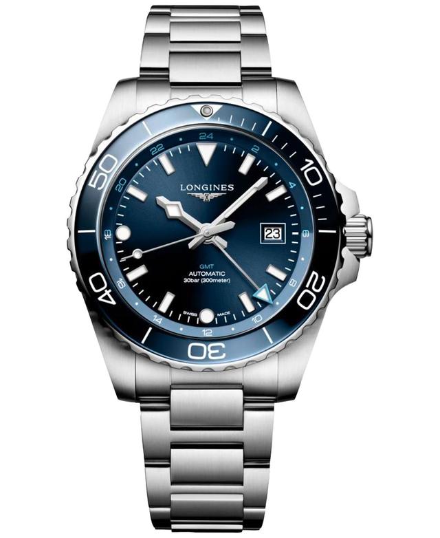 Longines Mens Swiss Automatic Hydroconquest Gmt Stainless Steel Bracelet Watch 43mm Product Image