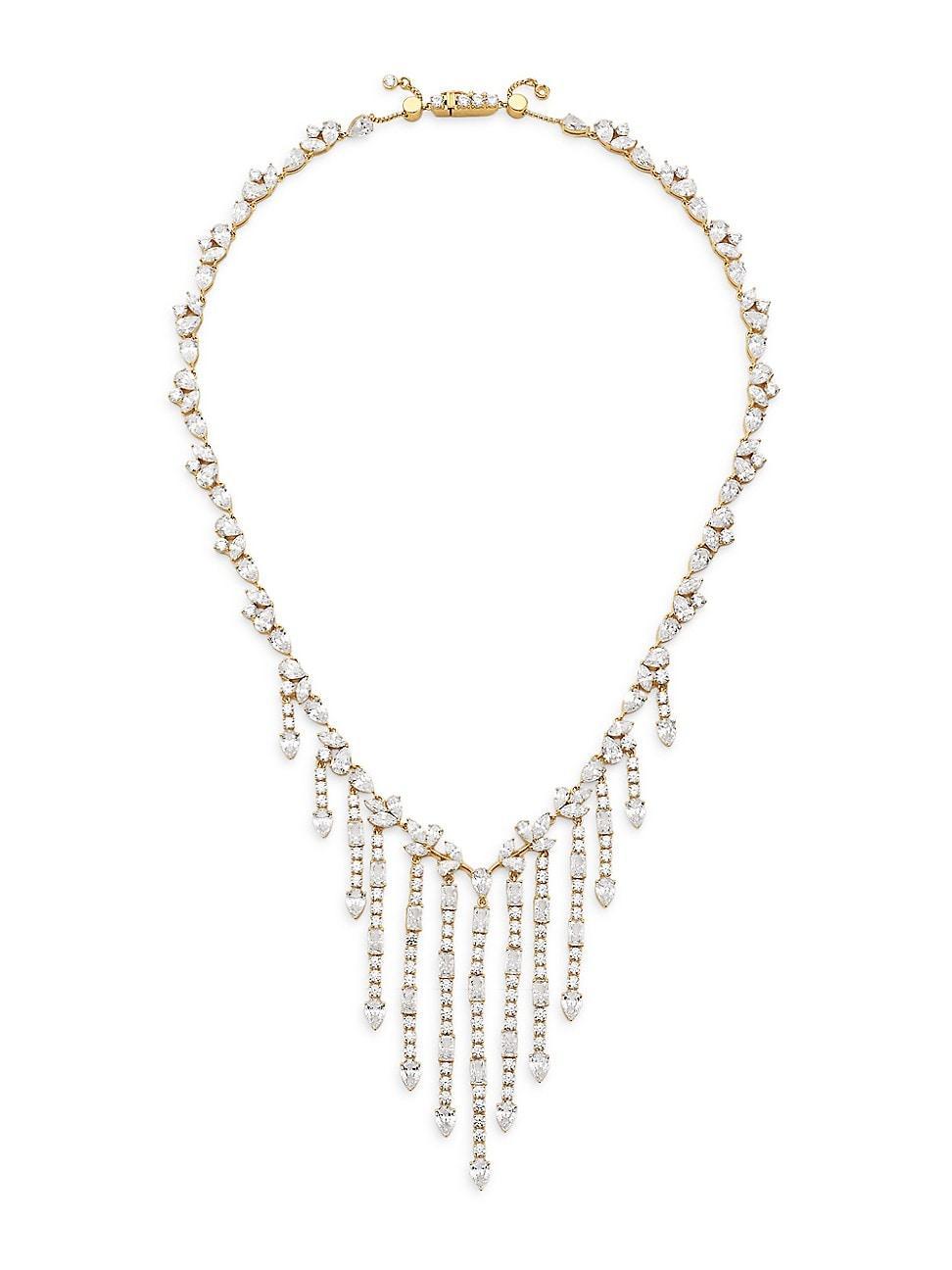 Womens Versailles 18K-Gold-Plated & Cubic Zirconia Fringe Necklace Product Image