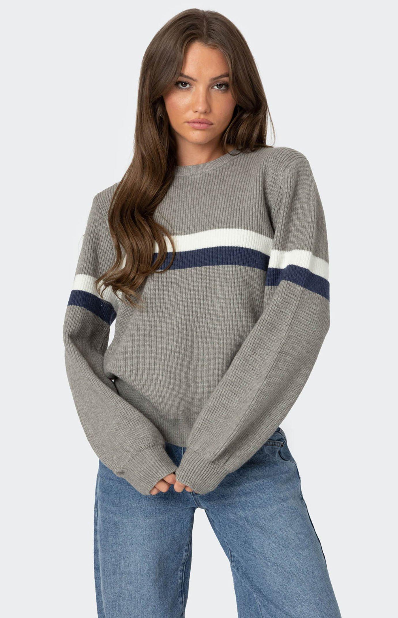 Edikted Women's Nautical Striped Oversized Sweater Product Image