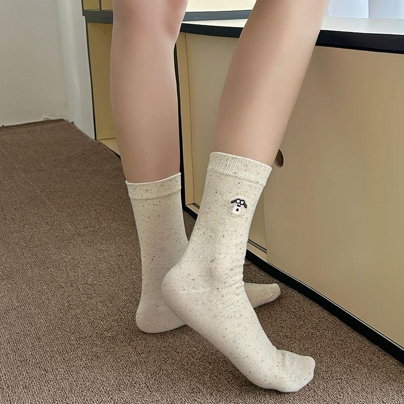 Dog Embroidered Crew Socks / Set Product Image