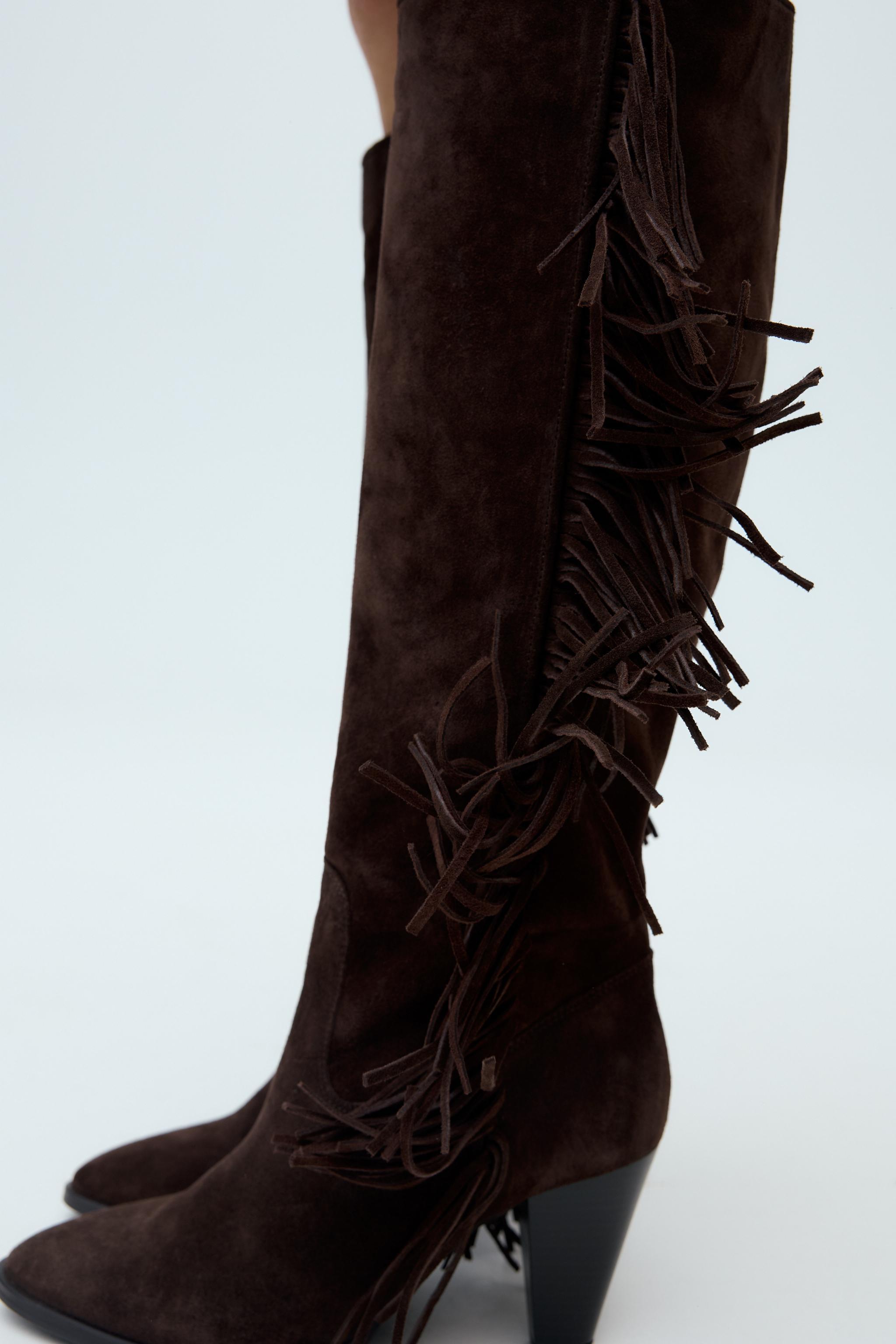 SUEDE FRINGED HIGH SHAFT BOOTS product image