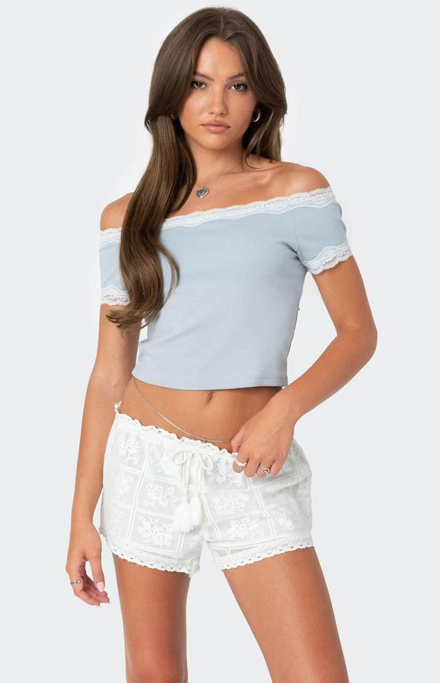 Edikted Women's Lace Trim Off The Shoulder Top Product Image