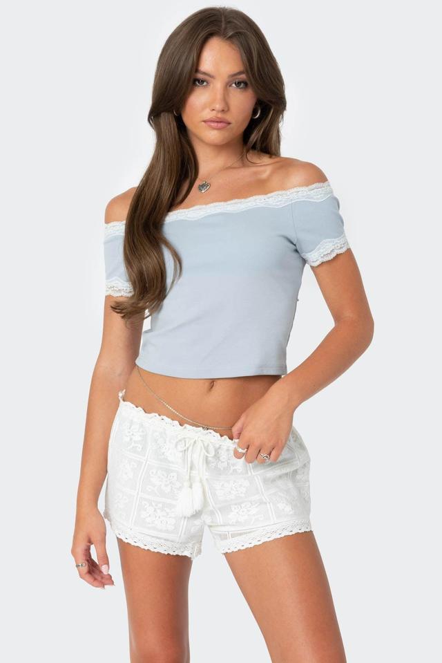 Lace Trim Off Shoulder Top Product Image