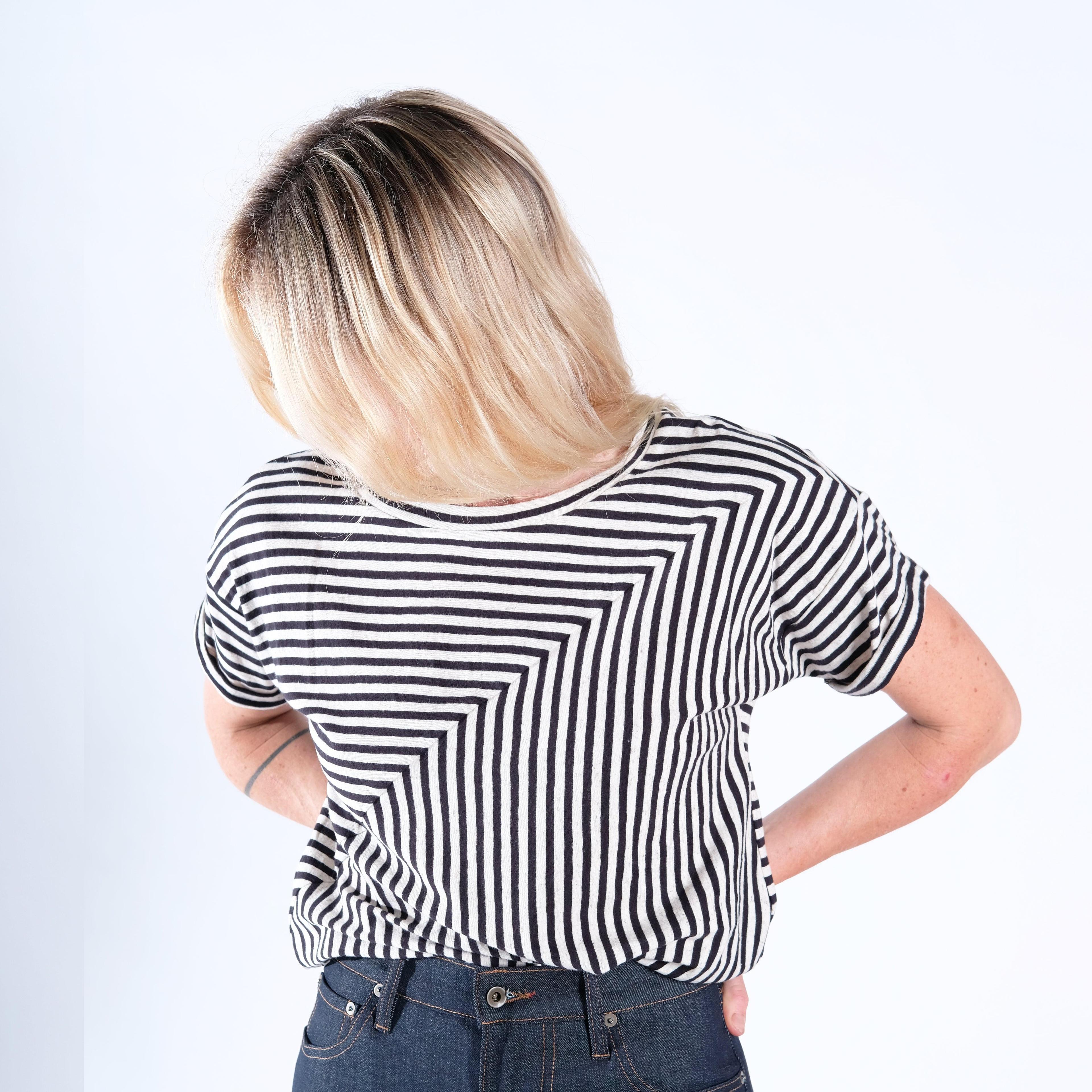 Breezy Tee | Cotton Linen Stripe - Fisher Female Product Image